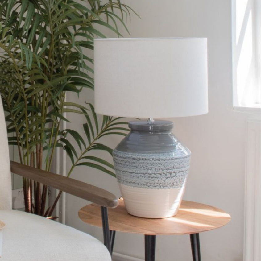Skyline Antique Crackle Table Lamp with Cream Shade Large